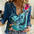 Hawaii Women Casual Shirt Whale Mix Hibiscus and Kanaka Maoli Blue Version LT03 Female Blue - Polynesian Pride