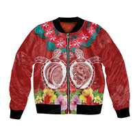 Polynesian Valentine Day Bomber Jacket Love Couple Turtle Maori Hibiscus Red Style LT03 Unisex Red - Polynesian Pride