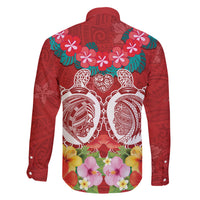 Polynesian Valentine Day Family Matching Short Sleeve Bodycon Dress and Hawaiian Shirt Love Couple Turtle Maori Hibiscus Red Style LT03 - Polynesian Pride