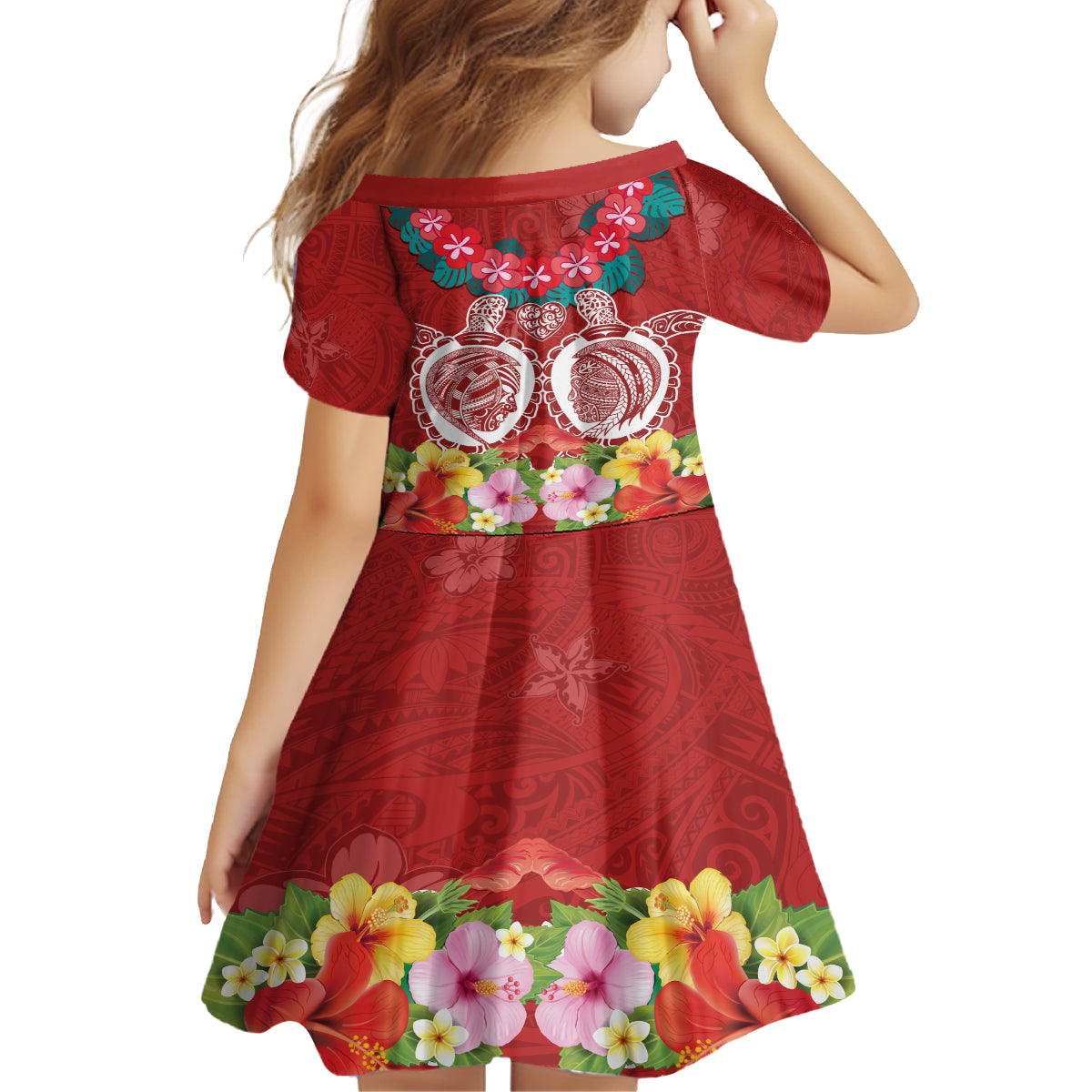 Polynesian Valentine Day Family Matching Tank Maxi Dress and Hawaiian Shirt Love Couple Turtle Maori Hibiscus Red Style LT03 - Polynesian Pride