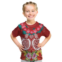 Polynesian Valentine Day Kid T Shirt Love Couple Turtle Maori Hibiscus Red Style LT03 Red - Polynesian Pride