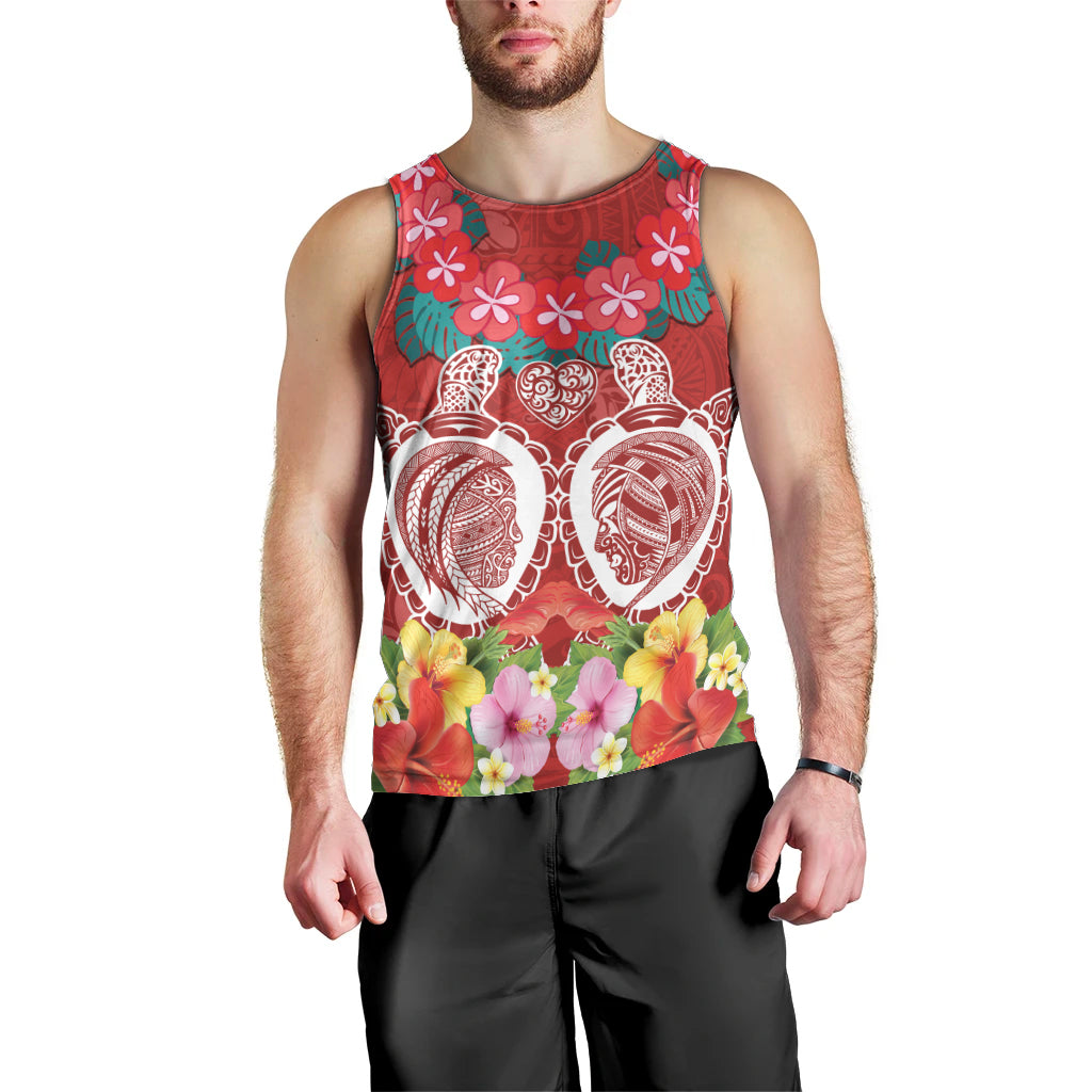 Polynesian Valentine Day Men Tank Top Love Couple Turtle Maori Hibiscus Red Style LT03 - Polynesian Pride