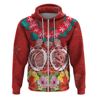 Polynesian Valentine Day Zip Hoodie Love Couple Turtle Maori Hibiscus Red Style LT03 Zip Hoodie Red - Polynesian Pride