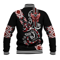 Aotearoa Toitu Te Tiriti-Honour the Treaty Baseball Jacket Maori Taniwha Haka with Taniko and Tukutuku