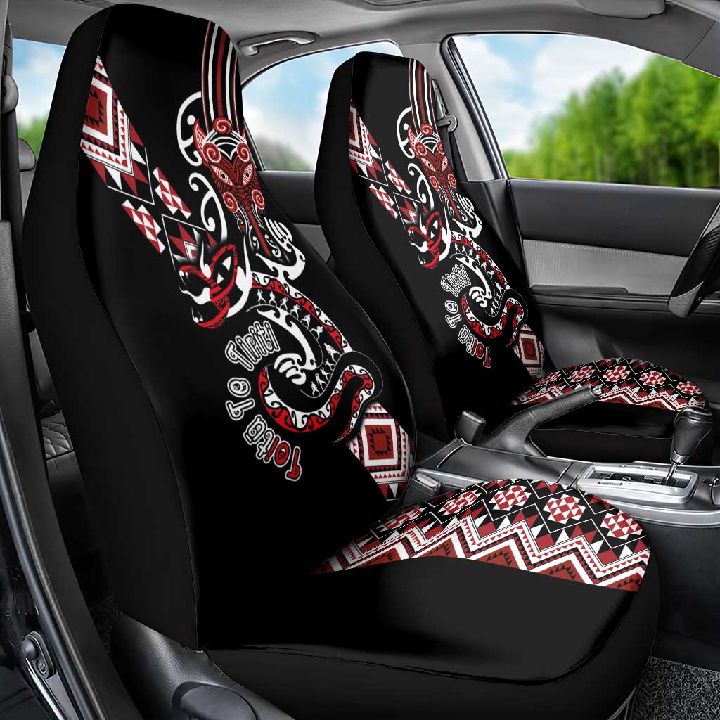 Aotearoa Toitu Te Tiriti-Honour the Treaty Car Seat Cover Maori Taniwha Haka with Taniko and Tukutuku