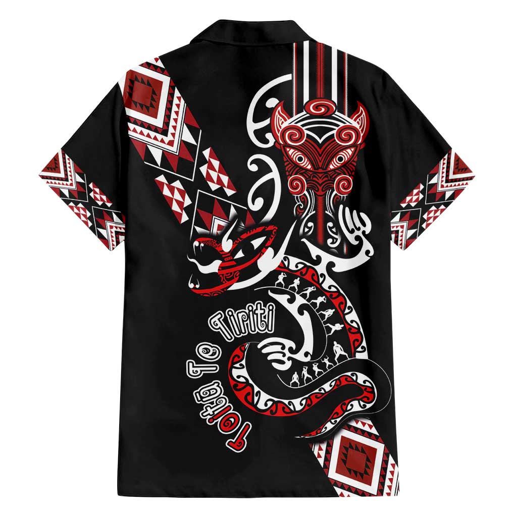 Aotearoa Toitu Te Tiriti-Honour the Treaty Family Matching Off Shoulder Maxi Dress and Hawaiian Shirt Maori Taniwha Haka with Taniko and Tukutuku