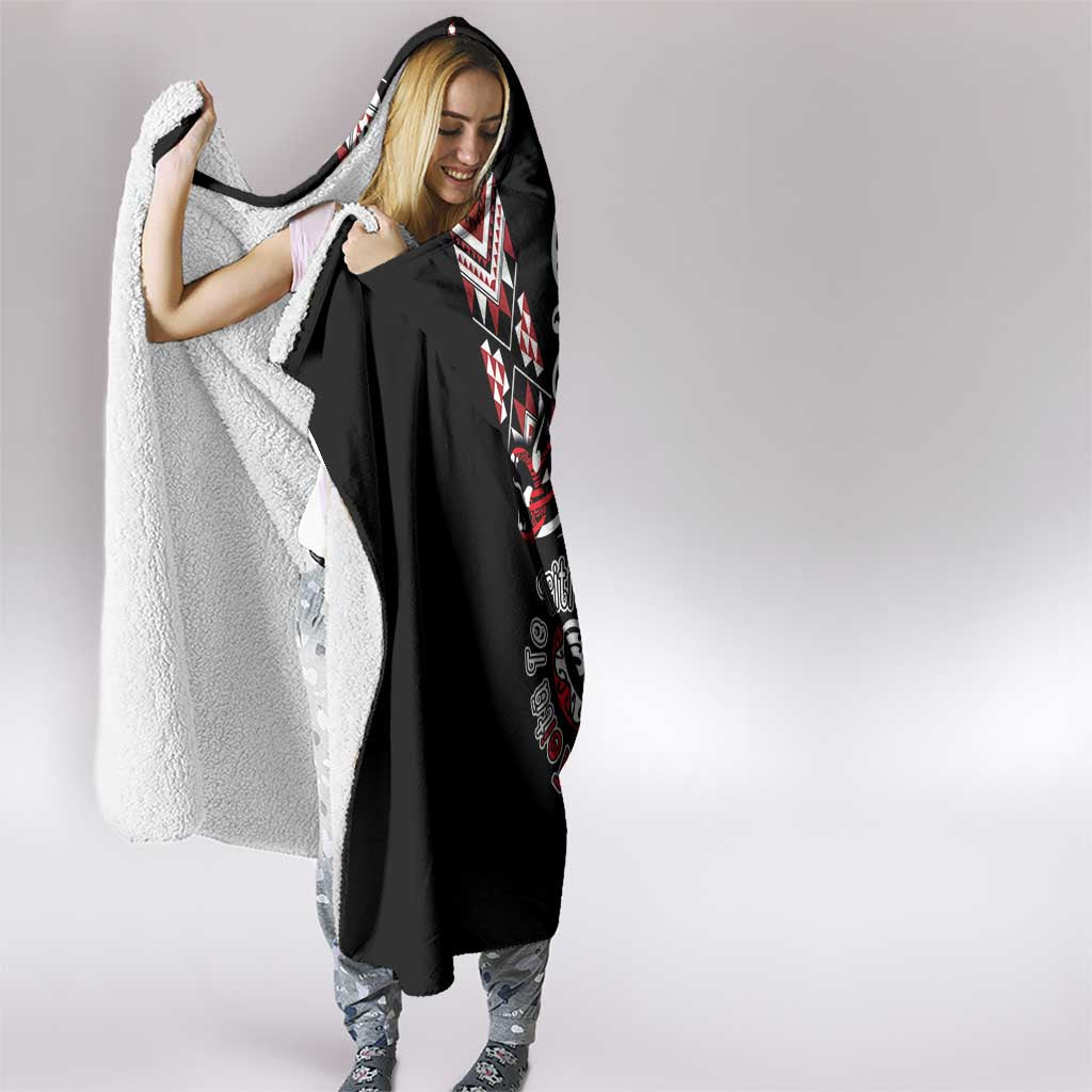 Aotearoa Toitu Te Tiriti-Honour the Treaty Hooded Blanket Maori Taniwha Haka with Taniko and Tukutuku