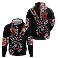 Aotearoa Toitu Te Tiriti-Honour the Treaty Hoodie Maori Taniwha Haka with Taniko and Tukutuku