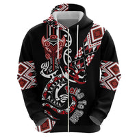 Aotearoa Toitu Te Tiriti-Honour the Treaty Hoodie Maori Taniwha Haka with Taniko and Tukutuku