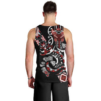 Aotearoa Toitu Te Tiriti-Honour the Treaty Men Tank Top Maori Taniwha Haka with Taniko and Tukutuku