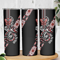 Aotearoa Toitu Te Tiriti-Honour the Treaty Skinny Tumbler Maori Taniwha Haka with Taniko and Tukutuku