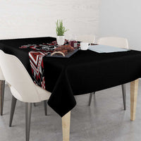 Aotearoa Toitu Te Tiriti-Honour the Treaty Tablecloth Maori Taniwha Haka with Taniko and Tukutuku