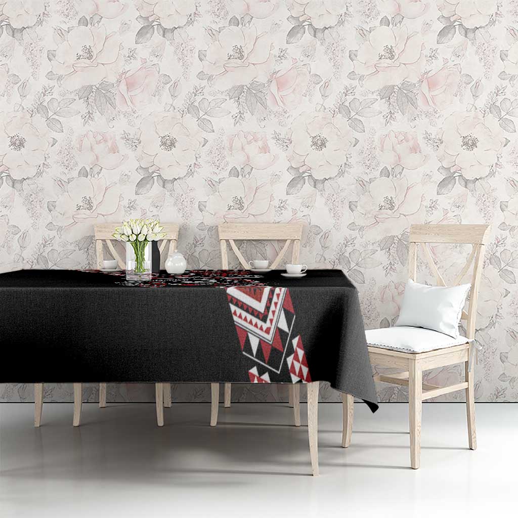 Aotearoa Toitu Te Tiriti-Honour the Treaty Tablecloth Maori Taniwha Haka with Taniko and Tukutuku