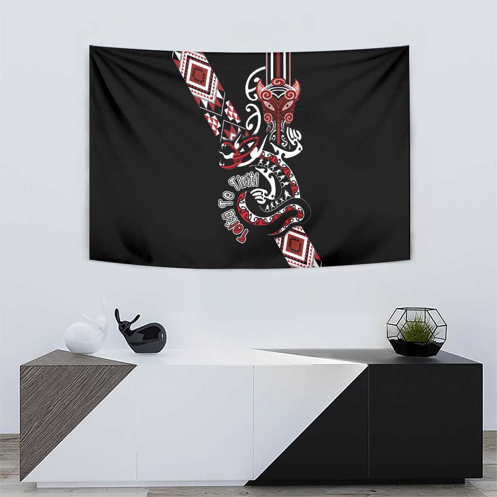 Aotearoa Toitu Te Tiriti-Honour the Treaty Tapestry Maori Taniwha Haka with Taniko and Tukutuku