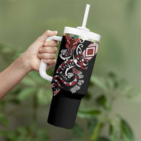 Aotearoa Toitu Te Tiriti-Honour the Treaty Tumbler With Handle Maori Taniwha Haka with Taniko and Tukutuku