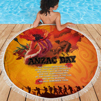 Australia and New Zealand ANZAC Day Beach Blanket Soldiers Memories - Red Poppies with Aboriginal and Maori Art