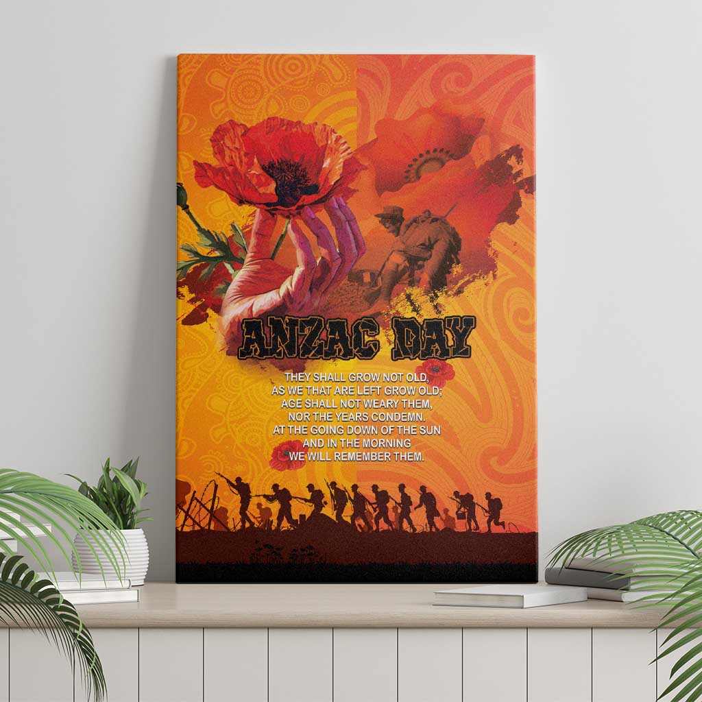 Australia and New Zealand ANZAC Day Canvas Wall Art Soldiers Memories - Red Poppies with Aboriginal and Maori Art