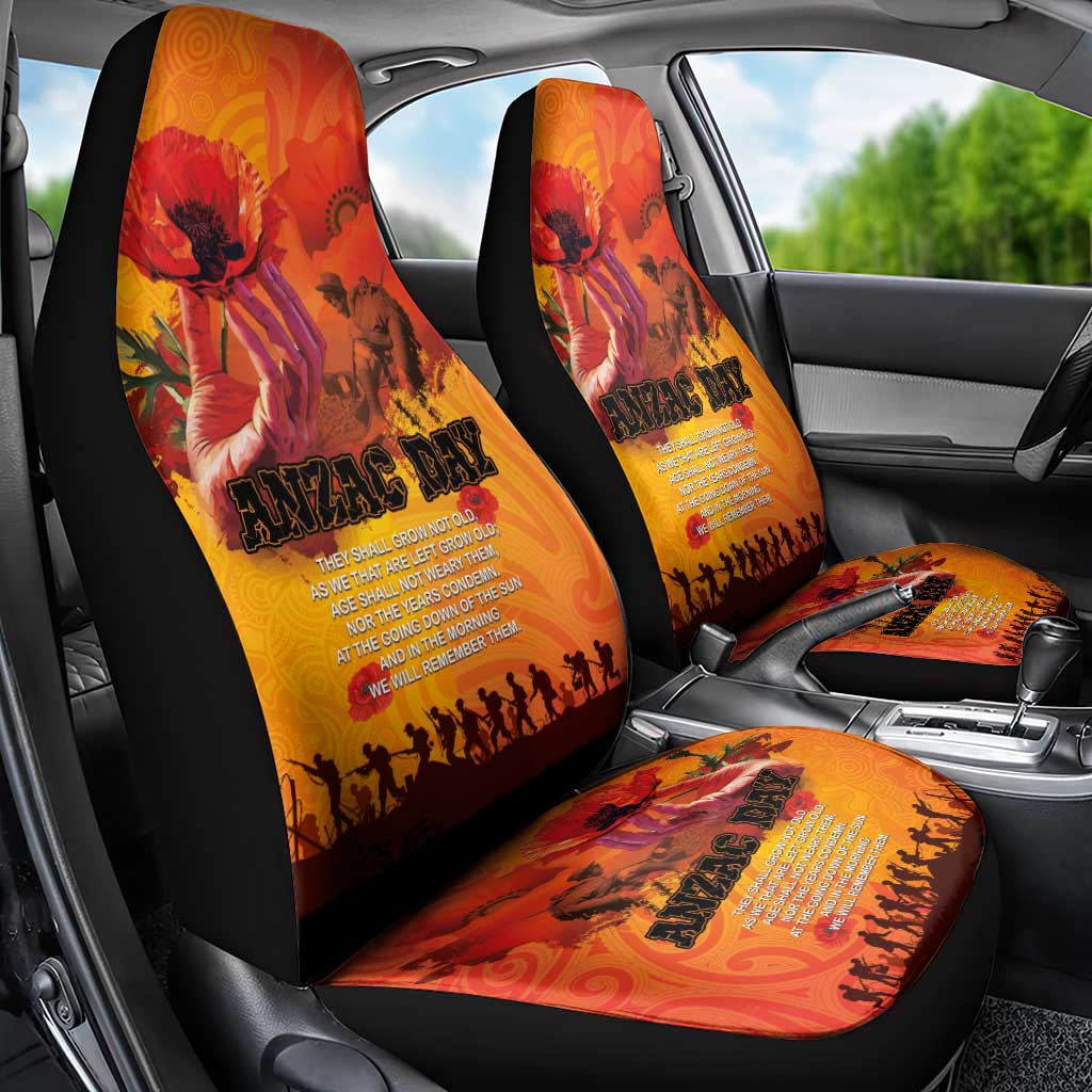 Australia and New Zealand ANZAC Day Car Seat Cover Soldiers Memories - Red Poppies with Aboriginal and Maori Art