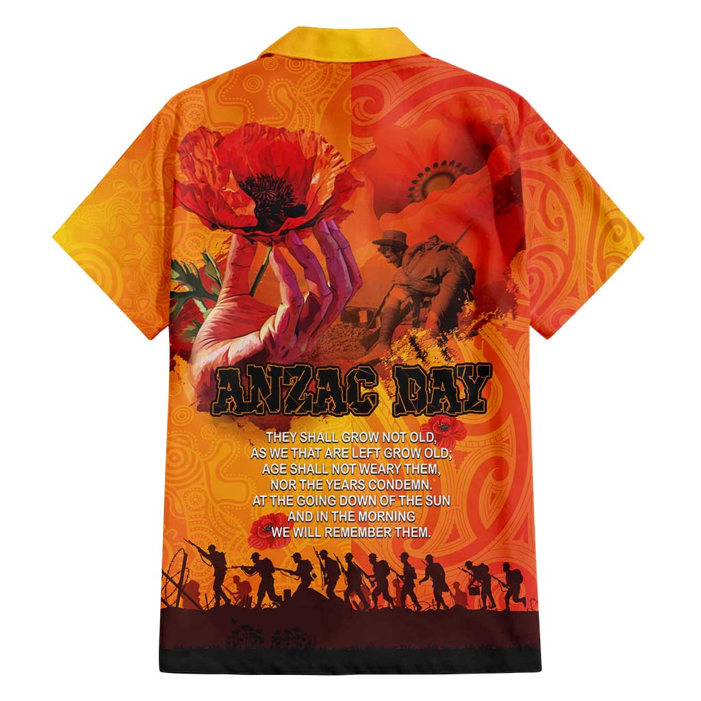 Australia and New Zealand ANZAC Day Family Matching Puletasi and Hawaiian Shirt Soldiers Memories - Red Poppies with Aboriginal and Maori Art LT03 - Polynesian Pride