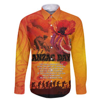 Australia and New Zealand ANZAC Day Family Matching Puletasi and Hawaiian Shirt Soldiers Memories - Red Poppies with Aboriginal and Maori Art LT03 Dad's Shirt - Long Sleeve Orange-Yellow - Polynesian Pride