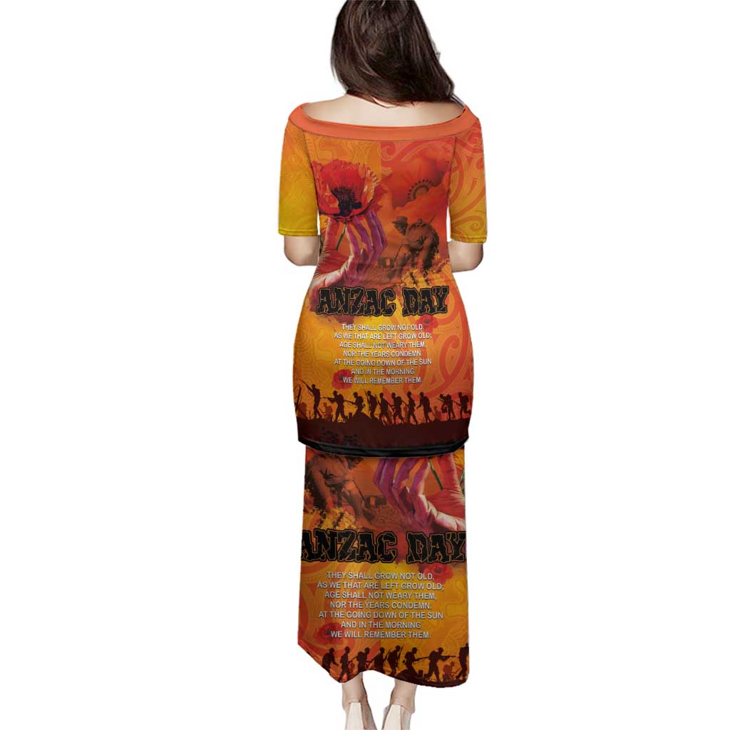Australia and New Zealand ANZAC Day Family Matching Puletasi and Hawaiian Shirt Soldiers Memories - Red Poppies with Aboriginal and Maori Art LT03 - Polynesian Pride