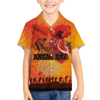 Australia and New Zealand ANZAC Day Family Matching Puletasi and Hawaiian Shirt Soldiers Memories - Red Poppies with Aboriginal and Maori Art LT03 Son's Shirt Orange-Yellow - Polynesian Pride