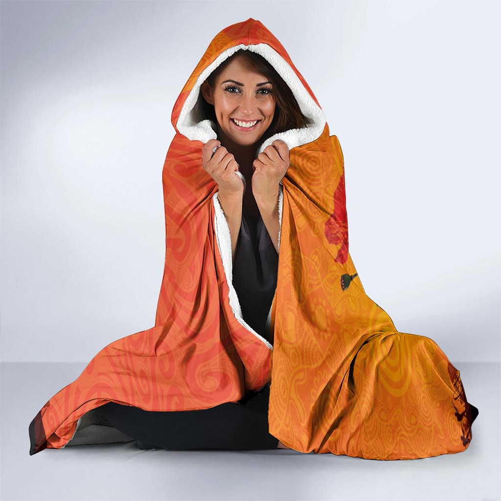 Australia and New Zealand ANZAC Day Hooded Blanket Soldiers Memories - Red Poppies with Aboriginal and Maori Art