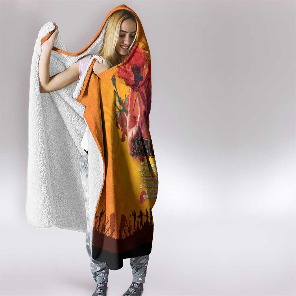 Australia and New Zealand ANZAC Day Hooded Blanket Soldiers Memories - Red Poppies with Aboriginal and Maori Art