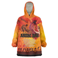 Australia and New Zealand ANZAC Day Wearable Blanket Hoodie Soldiers Memories - Red Poppies with Aboriginal and Maori Art