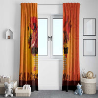 Australia and New Zealand ANZAC Day Window Curtain Soldiers Memories - Red Poppies with Aboriginal and Maori Art