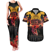 Australia ANZAC Day Couples Matching Tank Maxi Dress and Hawaiian Shirt Forever in My Thoughts LT03 Black - Polynesian Pride