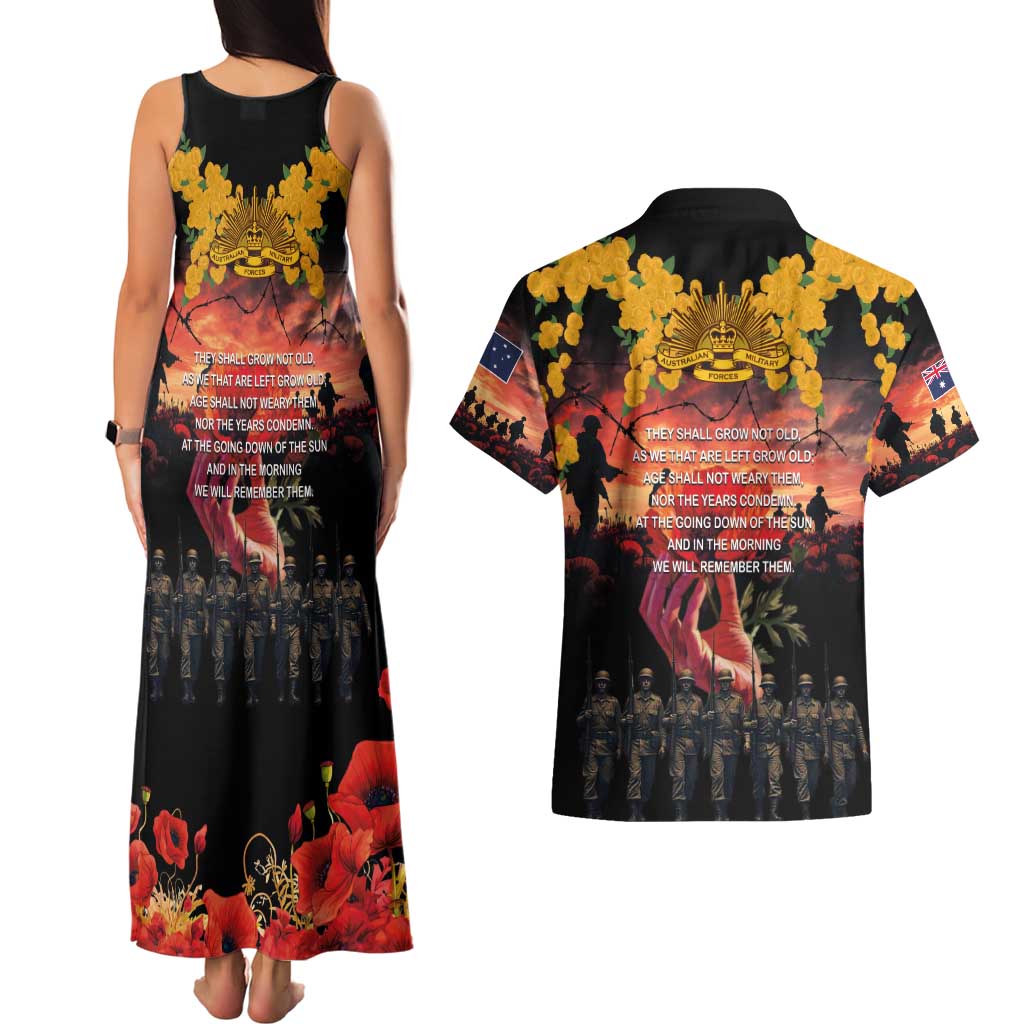 Australia ANZAC Day Couples Matching Tank Maxi Dress and Hawaiian Shirt Forever in My Thoughts LT03 - Polynesian Pride