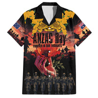 Australia ANZAC Day Family Matching Off Shoulder Short Dress and Hawaiian Shirt Forever in My Thoughts
