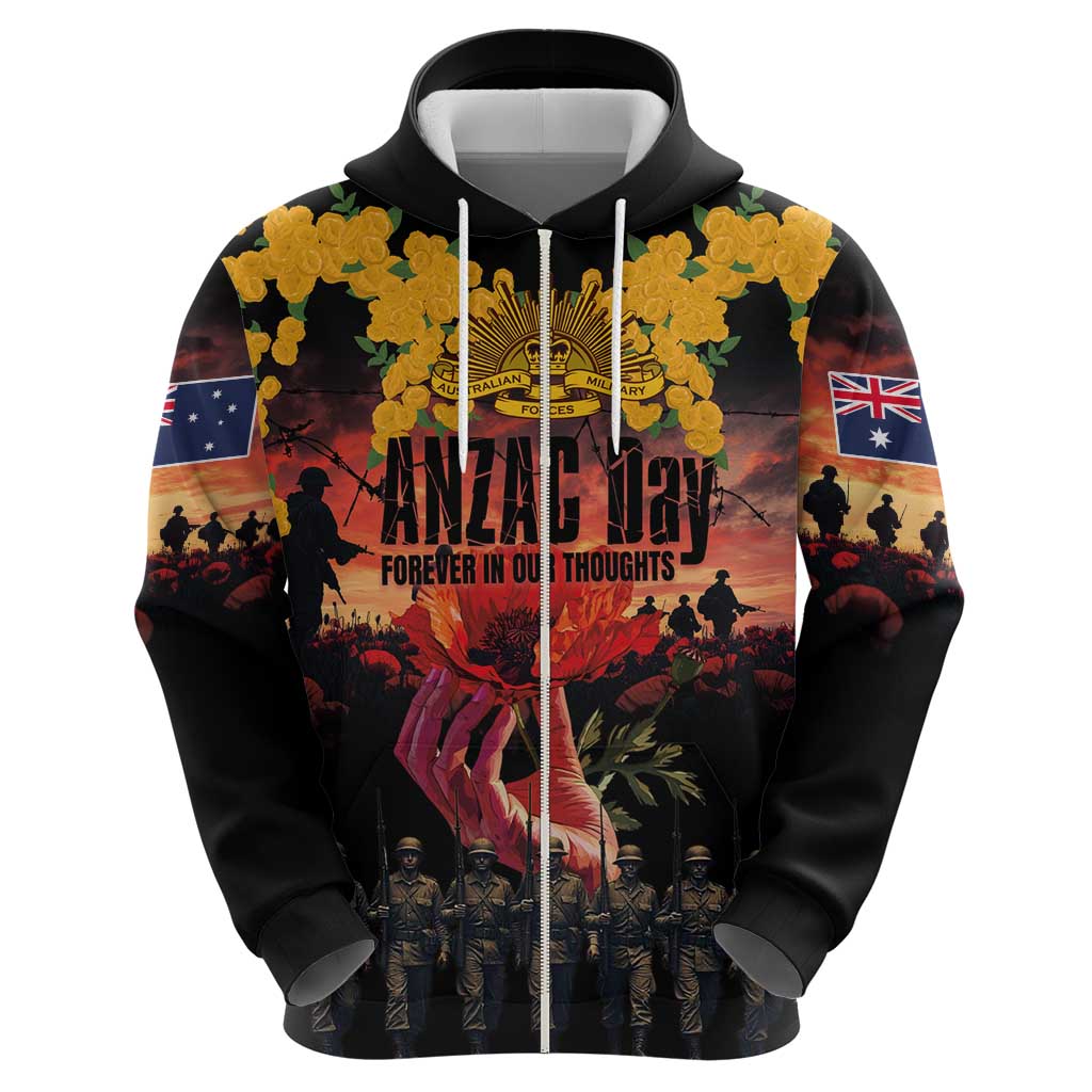 Australia ANZAC Day Zip Hoodie Forever in My Thoughts
