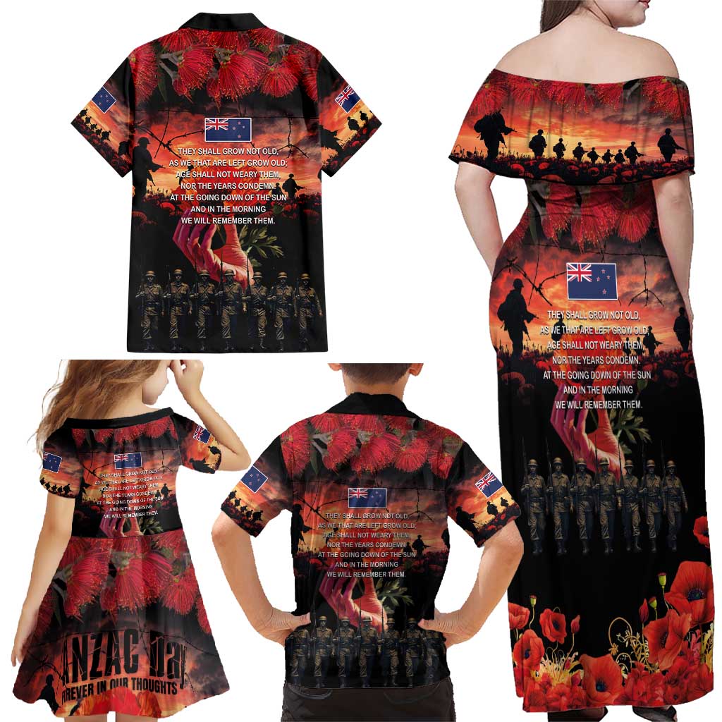 New Zealand ANZAC Day Family Matching Off Shoulder Maxi Dress and Hawaiian Shirt Forever in My Thoughts
