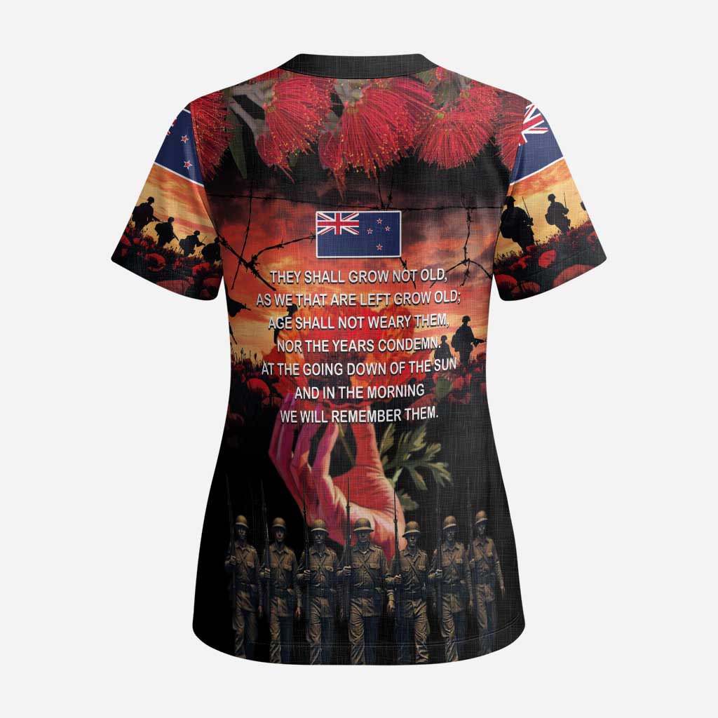 New Zealand ANZAC Day Scrub Top Forever in My Thoughts - Polynesian Pride