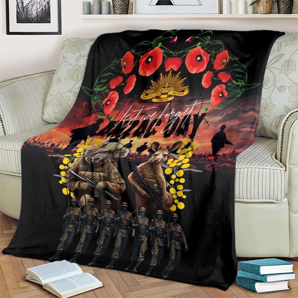 Australia ANZAC Day Blanket Kangaroo and Koala Soldier - Forever in My Thoughts