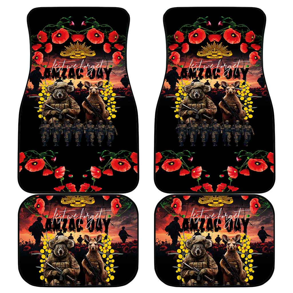 Australia ANZAC Day Car Mats Kangaroo and Koala Soldier - Forever in My Thoughts