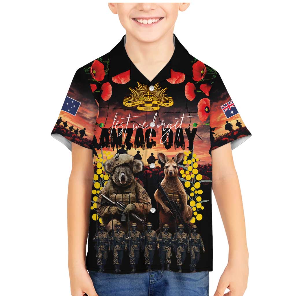 Australia ANZAC Day Family Matching Mermaid Dress and Hawaiian Shirt Kangaroo and Koala Soldier - Forever in My Thoughts