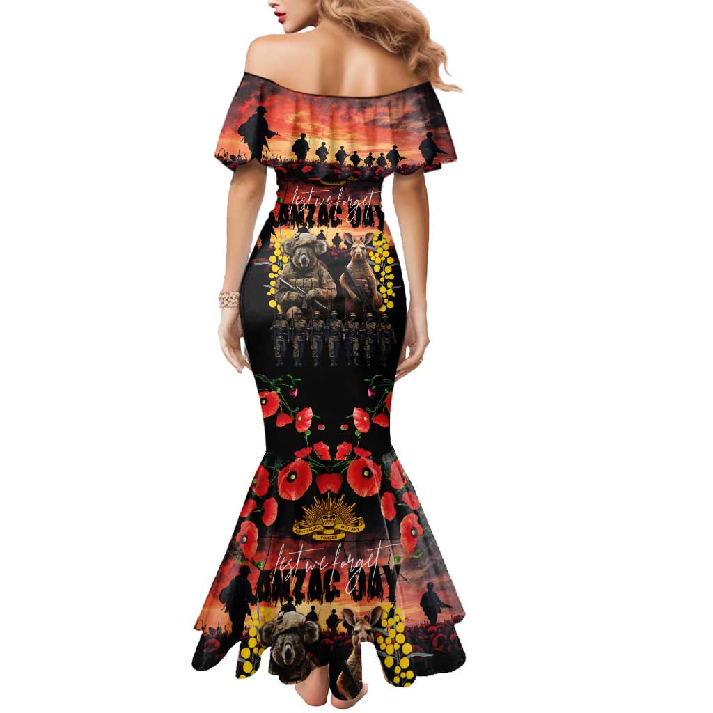 Australia ANZAC Day Mermaid Dress Kangaroo and Koala Soldier - Forever in My Thoughts