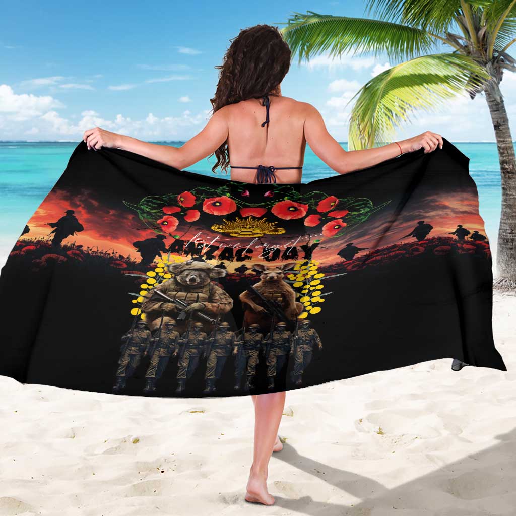Australia ANZAC Day Sarong Kangaroo and Koala Soldier - Forever in My Thoughts