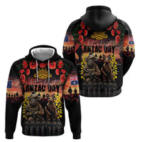 Australia ANZAC Day Zip Hoodie Kangaroo and Koala Soldier - Forever in My Thoughts