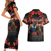 New Zealand ANZAC Day Couples Matching Short Sleeve Bodycon Dress and Hawaiian Shirt Tui Bird and Kiwi Bird Soldier - Forever in My Thoughts