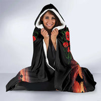 New Zealand ANZAC Day Hooded Blanket Tui Bird and Kiwi Bird Soldier - Forever in My Thoughts