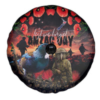 New Zealand ANZAC Day Spare Tire Cover Tui Bird and Kiwi Bird Soldier - Forever in My Thoughts
