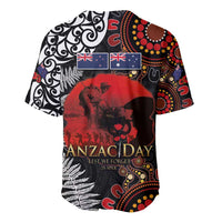 Australia and New Zealand ANZAC Day Baseball Jersey Aboriginal and Maori Art Pattern - Gallipoli Lest We Forget LT03 - Polynesian Pride