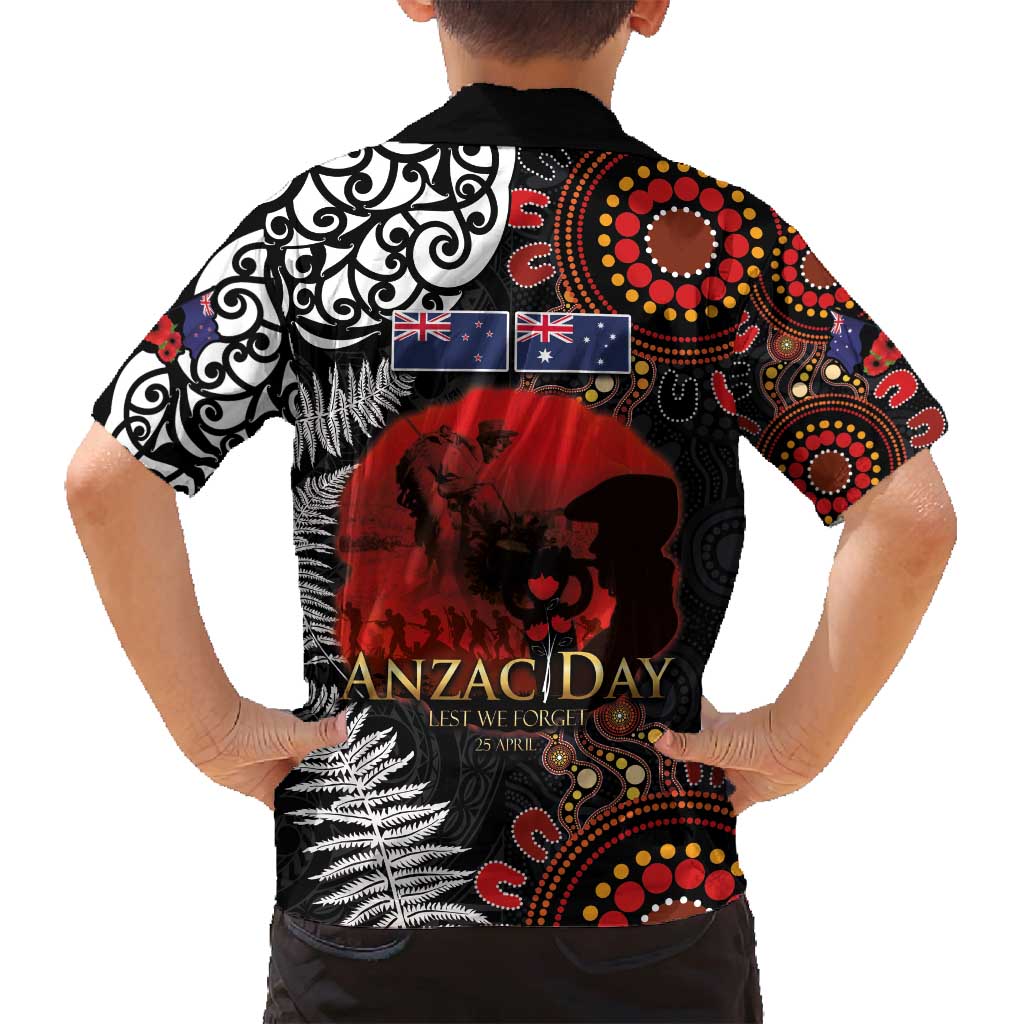Australia and New Zealand ANZAC Day Family Matching Summer Maxi Dress and Hawaiian Shirt Aboriginal and Maori Art Pattern - Gallipoli Lest We Forget LT03 - Polynesian Pride