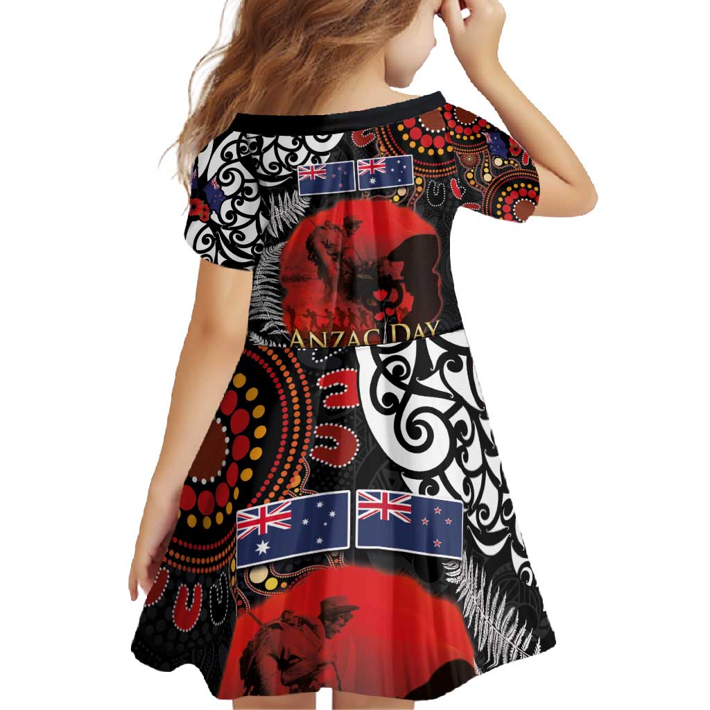 Australia and New Zealand ANZAC Day Family Matching Summer Maxi Dress and Hawaiian Shirt Aboriginal and Maori Art Pattern - Gallipoli Lest We Forget LT03 - Polynesian Pride