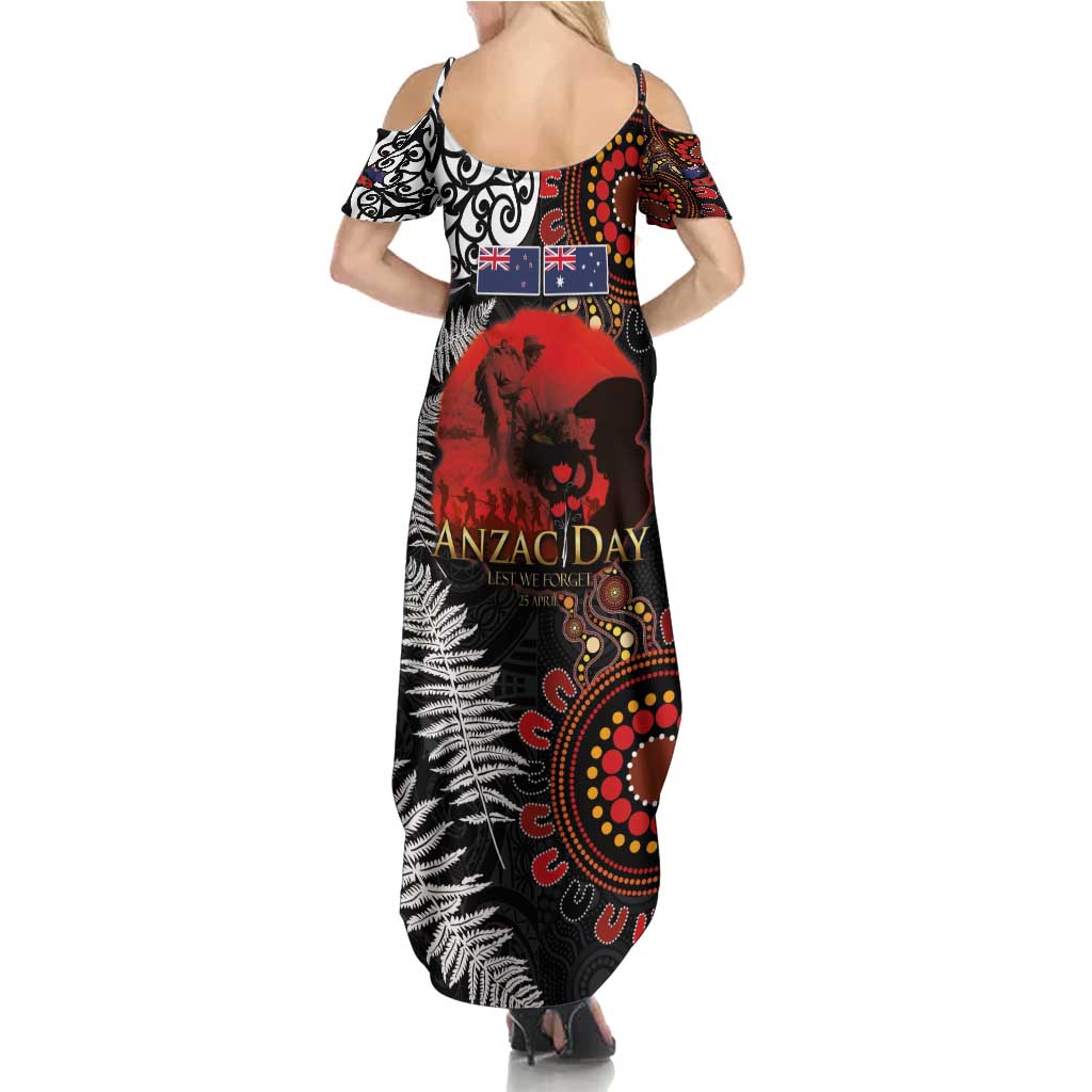 Australia and New Zealand ANZAC Day Family Matching Summer Maxi Dress and Hawaiian Shirt Aboriginal and Maori Art Pattern - Gallipoli Lest We Forget LT03 - Polynesian Pride