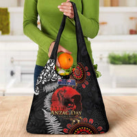 Australia and New Zealand ANZAC Day Grocery Bag Aboriginal and Maori Art Pattern - Gallipoli Lest We Forget